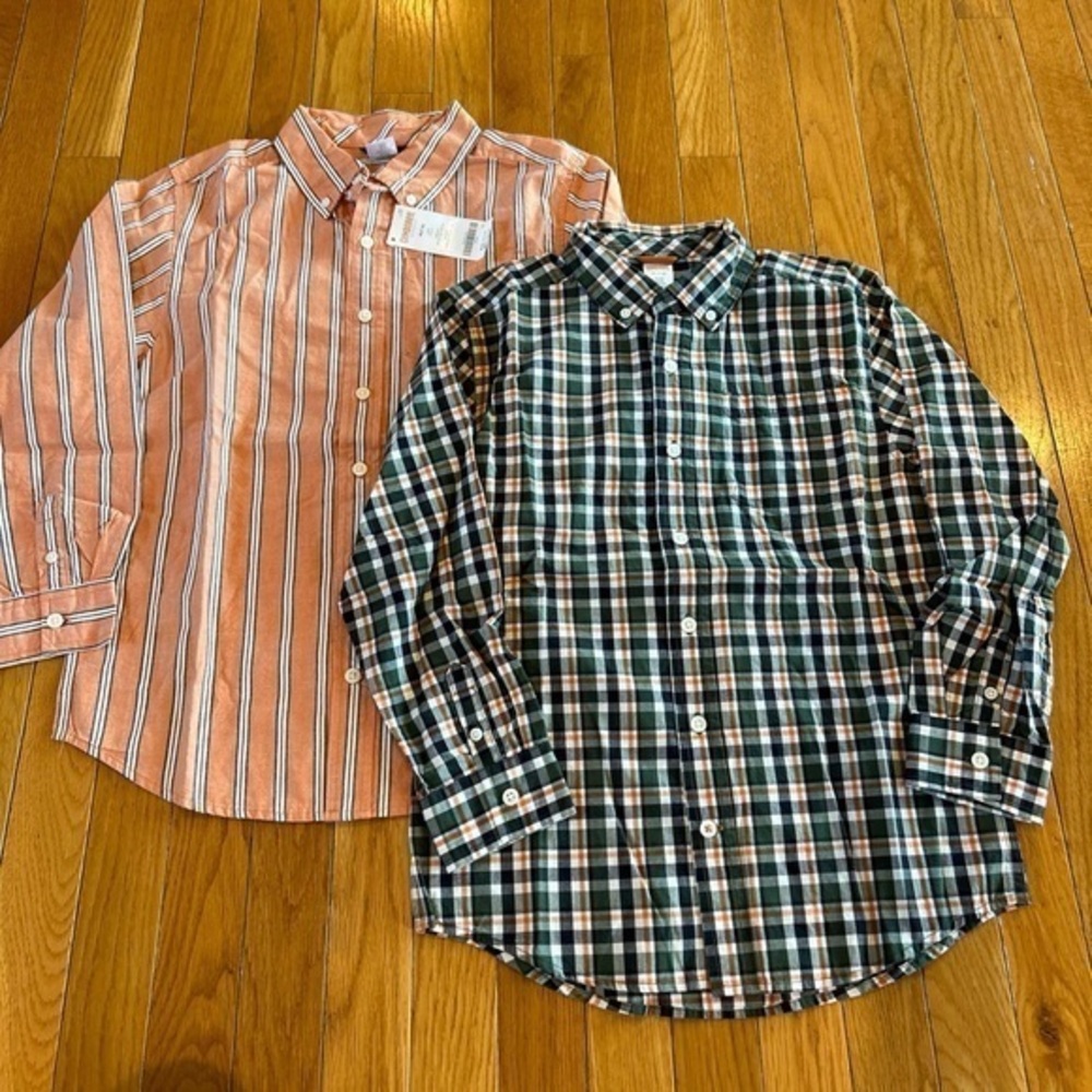 2 New 2012 Vintage Gymboree Button Front Long Sleeve Casual Dress Shirts Sz 7/8